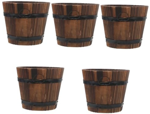 Supvox 5stücke Kleiner Holz Pflanztopf Retro Blumenfass Für Garten Und Balkon Stabiler Blumentopf Aus Hochwertigem Holz Für Sukkulenten Und Dekoration Drinnen Und Draußen