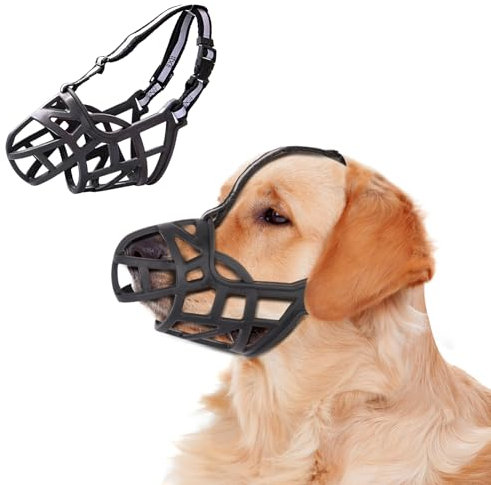 Moorle Maulkorb für Hunde, Weicher Silikon-Korb Hund Maulkorb, Verstellbare Maulkörbe reflektierend, Verhindert Bellen, Beißen und Kauen(S)