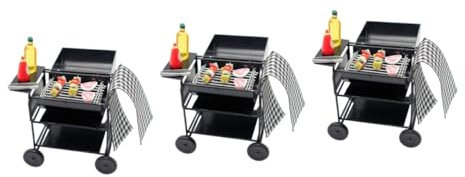 ifundom 3 Sätze Mini-Grill kreativ Spielzeug bastelbedarf Mini-BBQ Möbel Grill Modell Küche, die Requisite spielt Schmiedeeisen Kochutensilien Grillmaschine Spiel Requisiten