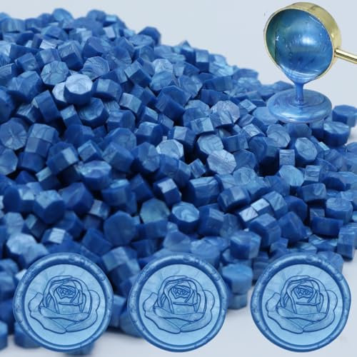 300 Stück Siegelwachs Hellblau, achteckiges Wachssiegel-Set für Stempel, für Einladungen, Karten, Umschläge, Weinpakete, Geschenkverpackungen (Himmelblau)
