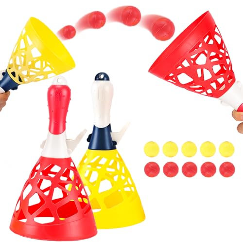 Jesitai Outdoor und Indoor Spiele für Kinder, Fangspiel mit 2 Fangkörben und 10 Bällen, Geburtstagsparty Geschenke, Sommer Strandsportspielzeug für Kinder im Alter von 5 6 7 8 9 und 10 Jahren