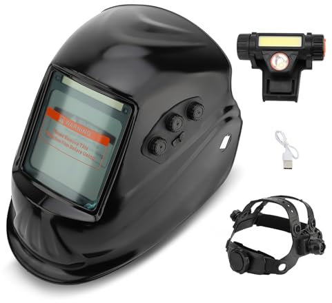 Schweißhelm mit Scheinwerfer, Solarbetriebene Schweißhaube mit Automatischer Verdunkelung, Schweißerhelme mit LCD-Bildschirm, für Tig Mig MMA Schweißschleifen