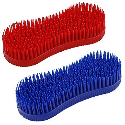 2 Pack Silicone Horse Cleaning & Grooming Brush - Equestrian Massage Tool - Soft Brush for Horse Care