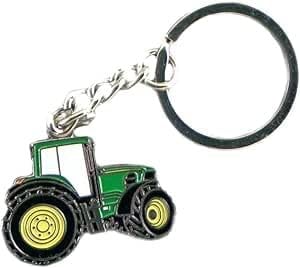 GBJUK Porte-clés tracteur vert en émail, Vert, taille unique