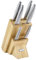Cooks Professional Edge 6 Piece Knife Set with Magnetic Bamboo Knife Block | Satin Finish Stainless-Steel Blades | Japanese Style Home Kitchen Paring, Utility, Chef, Santoku, Carving & Bread Knives