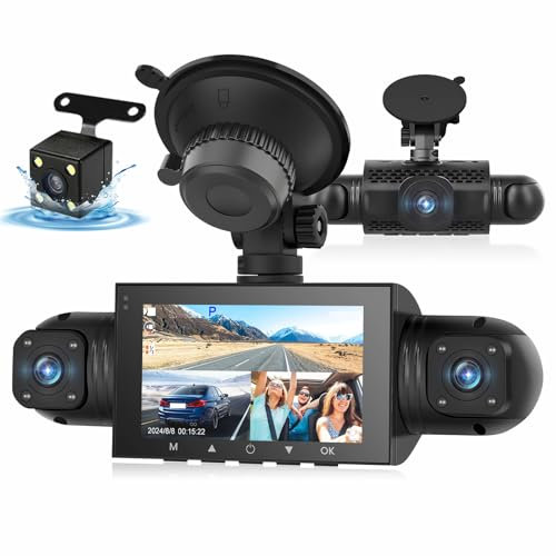 Podofo 4K +1080P Spiegel Dashcam mit 3'' Touch Screen, Autokamera Rückfahrkamera, FHD 170° Weitwinkel-Nachtsicht Doppelobjektiv, Loop-Aufnahme, G-Sensor, Parkmonitor, Auflösung 4K/2,5K/1080P