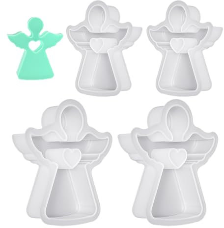 HDGSAFD Confezione da 4 Stampi per Angeli, Stampi in Silicone, Accessori Artigianali Fai da Te, Stampi da Forno per Realizzare Candele, Saponi E Ornamenti