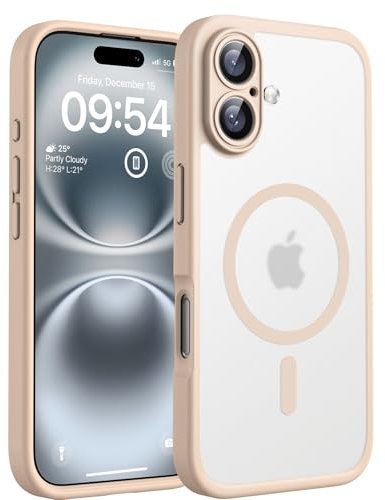 TOCOL für iPhone 16 Hülle für Magsafe, Vollständiger Kameraschutz Stoßfest Kratzfest Transluzente Rückseite Magnetisch Handyhülle für iPhone 16 Case, Wüstensand
