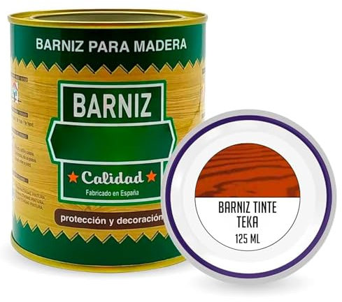 AC - Bote de Barniz Brillo para Madera - Fabricado en España - Ideal para todo tipo de Maderas, vigas, cerchas, marcos, etc. - Capacidad de 125 ML - Teka