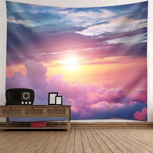 Tolldek Wandteppich Grau Orange Rose 150 x 130 cm, Natur Landschaft Wandtuch Sonnenaufgang Himmel Tapisserie Wandbehang Wandbehänge für Wohnheim Wanddeko