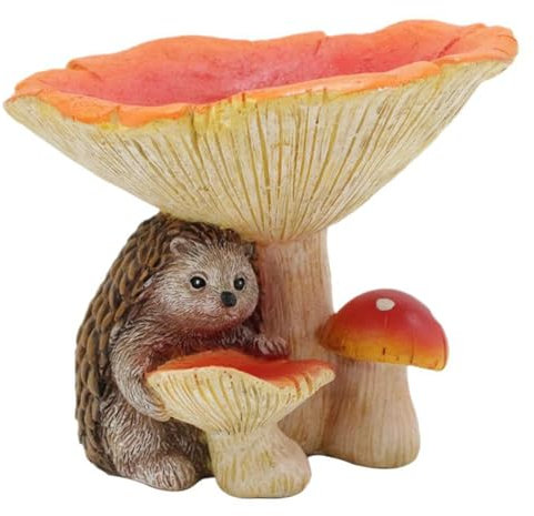Bezaubernde Igel, Pilzfigur, Statue, Vogelfutterstation für den Außenbereich, Garten, Rasen, Terrasse, dekoratives Ornament