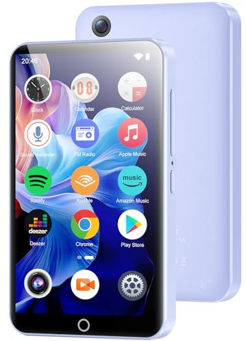 Lettore MP3 da 80 GB con Bluetooth WiFi, 4 pollici IPS HD Touch Screen Lettore MP3 con fotocamera, Lettore MP4 Android con Spotify, Audible, Deezer, Lettore musicale audio digitale con altoparlante