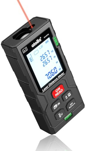 60M Laser Measure, Atolla Lazer Distance Meter up to 197ft ±2mm Accuracy, Laser Measurement Tool with 2 Bubble Levels, m/in/ft Unit Switching, LCD Backlit and Waterproof IP54