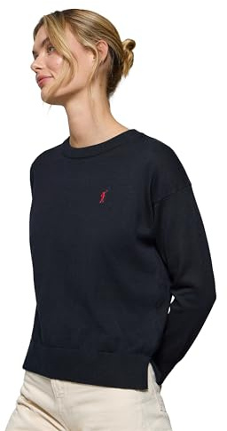 Polo Club Jersey de Punto con Cuello Redondo y Logo para Mujer - 100% algodón