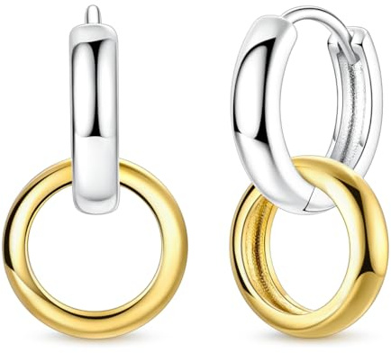 Hapour Gold Ohrringe mit Anhänger für Damen Creolen Hängend Herz | Gold Lebensbaum Ohrringe, Baum Zirkonia Ohrring aus 14K Vergoldetem 925er Sterling Silber Rosa Herz Creolen