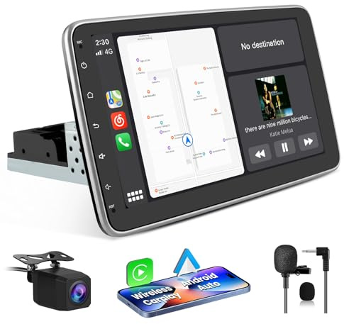 Hexinex Autoradio Android 13 Universel 1 Din | 2Go + 64Go| Écran Tactile HD 10 Pouces | CarPlay & Android Auto Intégrés | Caméra de Recul | GPS, WiFi 5G, Bluetooth 5.0, FM RDS, Commandes au Volant