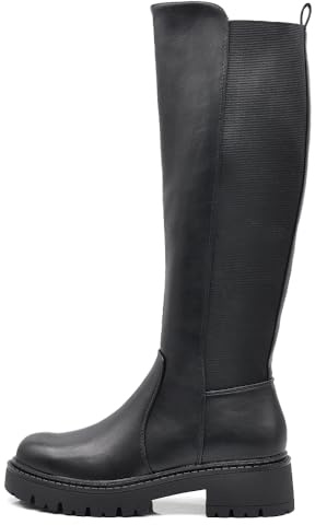 IF Fashion Stivali Scarpe da Donna Tessuto Stretch Polpaccio Elasticizzato G663