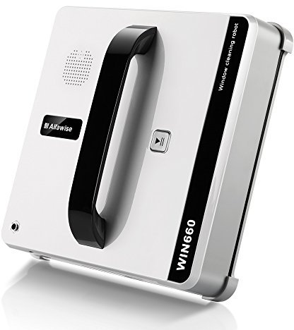 Alfawise WIN660 Robotic Window Cleaner,Magnetic Vacuums Robot Automatic Smart Glass Cleaner Smartphone App or the Remote Controlled for Frame/Frame-less Windows High Building ,2min/sqm (Square White)