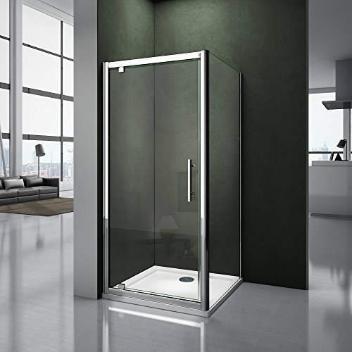 AICA Porte de Douche 76x70x185 cm, Verre Securit, Aluminium Chromé, Installation Facile, Extensible
