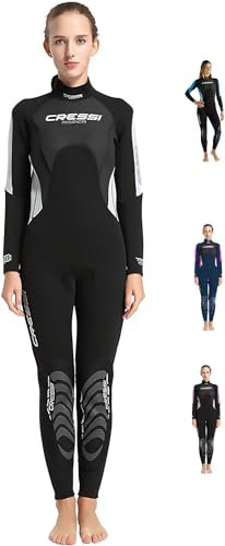 Cressi Morea Lady Monopiece Wetsuit 3mm Traje de Buceo Neopreno, Mujer, Negro/Gris/Plata, XS/1
