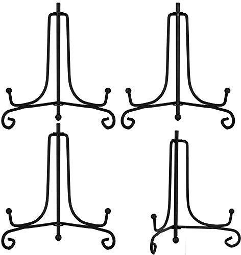 4 Inch Black Iron Plate stand Holder Easel Display stand for Plate,Picture,Photo and more,4 pcs.