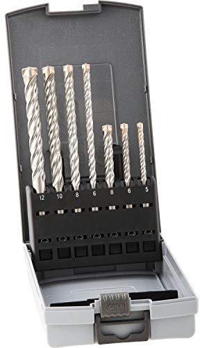 ALPEN Bohrer-Kassetten Set FORCE X KP (7-tlg., Ø 5,00-12,00 mm, 4 Vollhartmetall-Schneiden, SDS-+ Hochleistungsbohrer, Bohrsortiment) 0080501007100