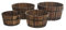 Set of 4 x Burnt Wood Rustic Round Garden Plant Planters Wooden Barrel Flower Pots