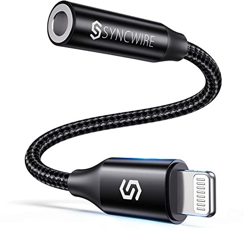 Syncwire iPhone Lightning Klinke Adapter [MFI Zertifiziert] 10CM Lightning auf 3,5mm Kopfhöreranschluss Adapter für iPhone 12/12 Pro Max/12 mini/SE2/11/11 Pro/11 Pro Max/X/XS Max/XR/8/7 - Schwarz