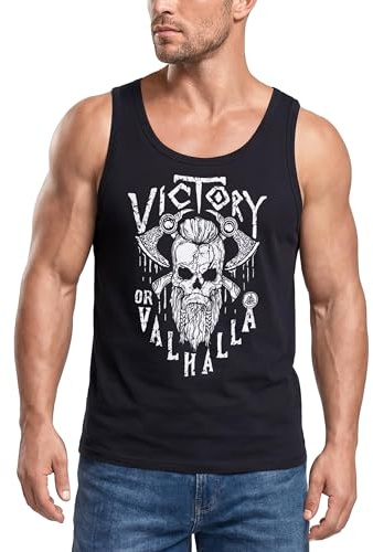 Neverless® Herren Tank-Top Vikings Skull Wikinger Totenkopf Bart Muskelshirt Muscle Shirt