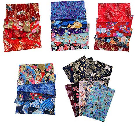 Tubayia 30 Stück Vintage Japanische Baumwollstoff Patchwork Baumwolle Stoff Stoffpakete zum Nähen