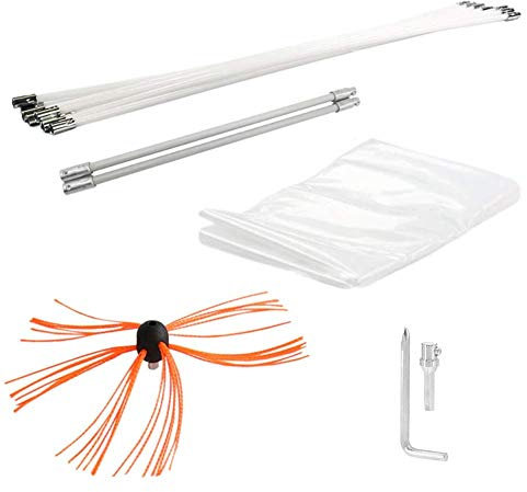 BGSFF Schornstein-Taifun-Power-Kehrset, Schornstein-Bürstenbohrer-Rotationsreinigungs-Kehrwerkzeug-Kits mit flexiblen Nylonstangen, Kamine Innenwand-Reinigungsbürste Reiniger Schornstein
