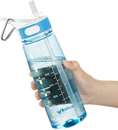 Botella de Agua Deportiva, 800 ML Water Bottle con Pajita y Asa, Botella Gimnasio con Botella Agua Marcador Tiempo para Recordar la Hora de Beber sin BPA,ideal para Gimnasio, Oficina