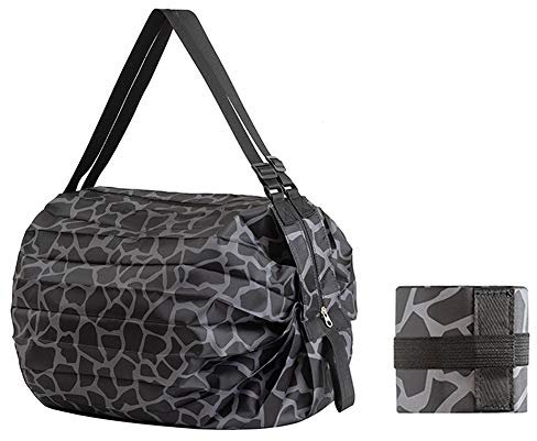 Faltbare Einkaufstaschen, wiederverwendbare Einkaufstasche, praktische Einkaufstasche, Polyester, langlebig, waschbar, große Kapazität, zum Einkaufen Home Travel Outdoor Camping (Schwarzer Leopard)
