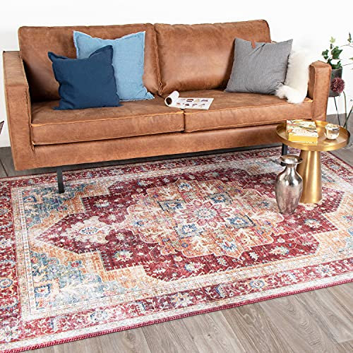 FRAAI | Home & Living Teppich Vintage - Azara Rot - Baumwolle, Polyester - Flachgewebe - Vintage - Orientalisch - Wohnzimmer, Esszimmer, Schlafzimmer - Carpet