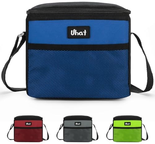 Uhat Adult Cooler Lunch Box Small Cool Bag 5L Dual Compartment Thermal Bag for Work School Day Trip (Blue)