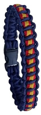 Pulsera de ESPAÑA de micro paracord 275 tipo I (Microcord), hecha a mano y a medida mod. MINI, color AZUL MARINO