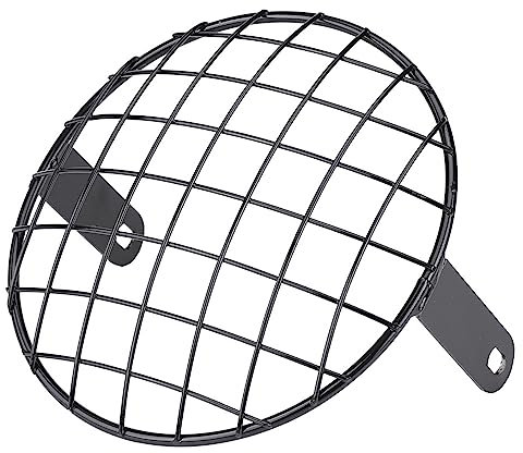 Headlight Grille, 8 Inch Headlight Mesh Grill Cover for Motorcycle 7 Headlight Mesh Grill Side Mount Universal Cover Mask for Cafe Racer(Black)