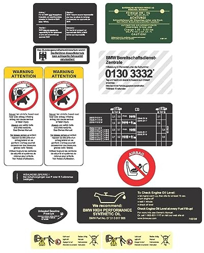 LST Hinweisschilder Sticker Aufkleber Warnhinweis Airbag Reifendruck 5er E39