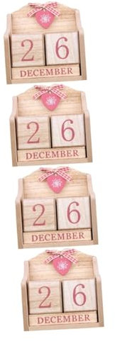 STOBOK 4 Stück Dekorativer Kalender Tischkalender Tischkalender Ewig 3-monats-kalender Flip-block-kalender Kleines Dekor Blockiert Kalender Europäischer Stil Büro Hölzern Schreibtisch