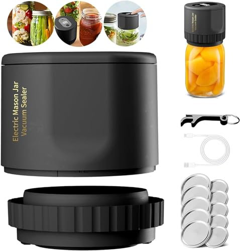 True Bright Mason Jar Sealer, Truebright Mason Jar Vacuum Sealer, 2024 Best Electric Mason Jar Vacuum Sealer Kit, Vacuum Sealing Machine for Food Storage, For Wide Mouth and Regular Mouth