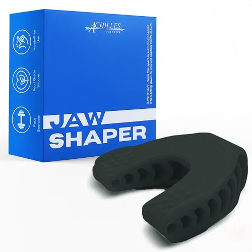 Achilles Fitness Jaw Exerciser Slim & Tone Jawline/Double Chin Reducer-Helps Reduce Teeth Grinding & Stress-Facial Toner/Look Youthful & Slimmer (Black)
