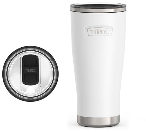 THERMOS ICON SERIES Stainless Steel Cold Tumbler with Slide Lock, 24 Ounce, Snow