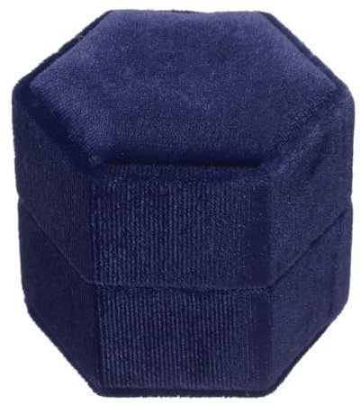 sourcing map Samt-Aufbewahrungsbox für Halsketten, Geschenk-Ringetuis, Schmuck-Präsentationsbox, dunkelblau, sechseckig, 6,6 x 5,6 x 5,6 cm, Kordsamt