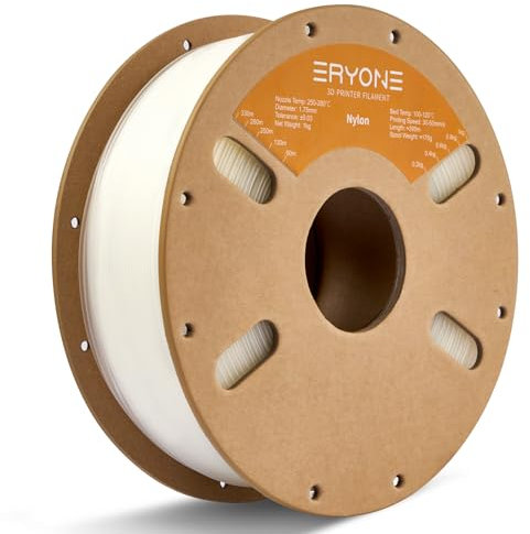 ERYONE Engineering Filament, 1.75 mm 3D Printing Filament, Dimensional Accuracy +/- 0.03mm, Fit Most FDM 3D Printers, Nylon PA6 Clear 1kg Spool (2.2LBS)