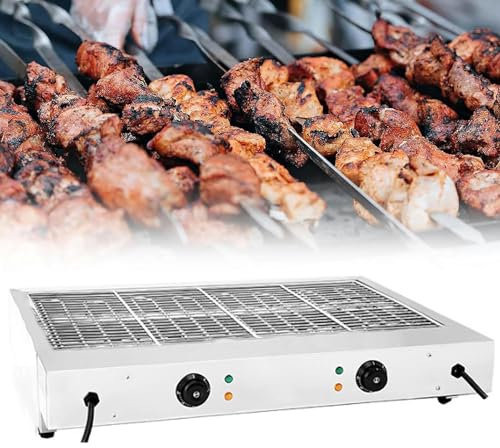 Parrilla de horno asador vertical,Parrilla asadora eléctrica,Parrilla sin humo,Máquina eléctrica de Shawarma,Temperatura ajustable (50 ℃ -300 ℃), for kebabs, brochetas y asados ( Size : 800*600*180mm