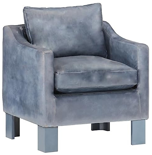 THOYTOUI Sessel, Kinosessel Cocktailsessel ArmlehnStuhl Loungesessel Geeignet für Balkon Stube Büro Schlafzimmer Grau Echtleder