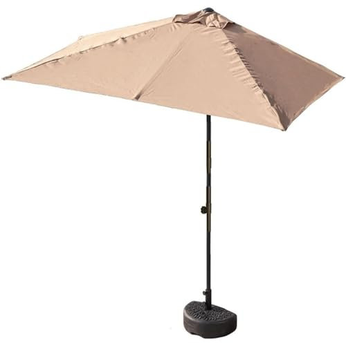 WANGCEPLSD Sombrilla de Manivela para Exteriores, Paraguas Medio Cuadrado Contra La Pared con Manivela Y Base, Protección Solar, Sombrilla para Evitar Lluvia Ligera(Color:Khaki)
