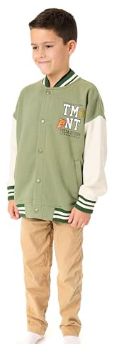 TEENAGE MUTANT NINJA Turtles Boys Bomber Jacket | Kids TMNT Character Varsity Jacket in Green | Childrens Cowabunga Graphic Zipped Baseball Jacket | Animated Warrior Cartoon Movie Merchandise Gift