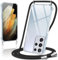 Coiwxmoi Coque avec Cordon pour Samsung Galaxy S21 Ultra 5G 6,8, Collier Réglable Téléphone Étui Portable Lanyard Case Transparent Ultra Souple Silicone TPU Housse Antichoc Protection Cover, Noir