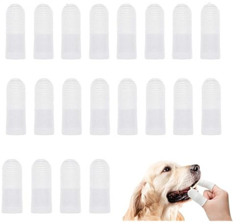 Hundezahnbürste,20 Stück Katzen Zahnbürste Wiederverwendbare Fingerzahnbürste Hund,Pet Finger Zahnbürste,Nylon-Haustierzahnbürste für die Zahnreinigung von Hunden und Katzen (Weiß)